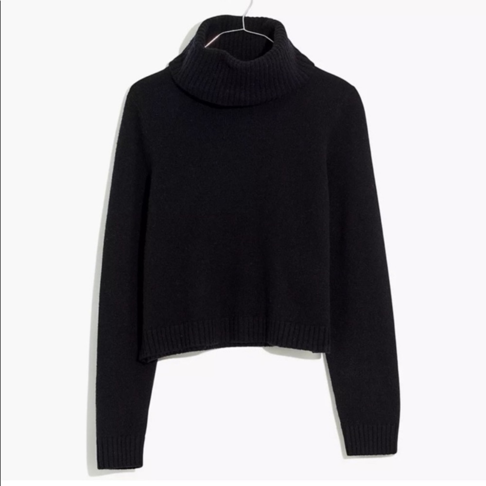 Madewell Black Cropped Cowl Turtle Neck Sweater